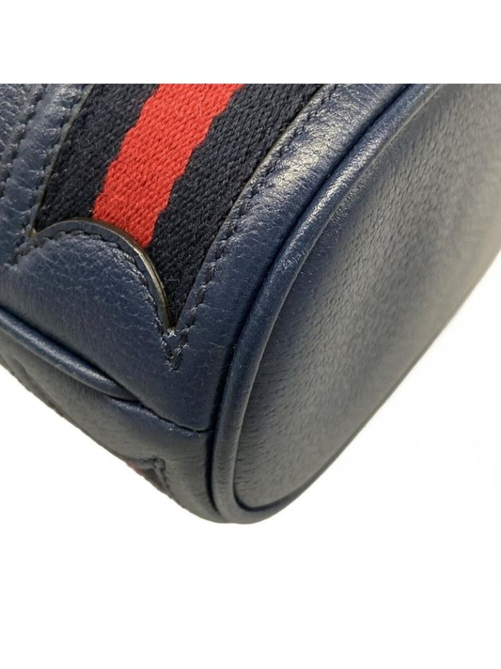 Gucci Ophidia Small Bucket Bag Navy Drawstring Cotton X Red - Picture 6 of 15
